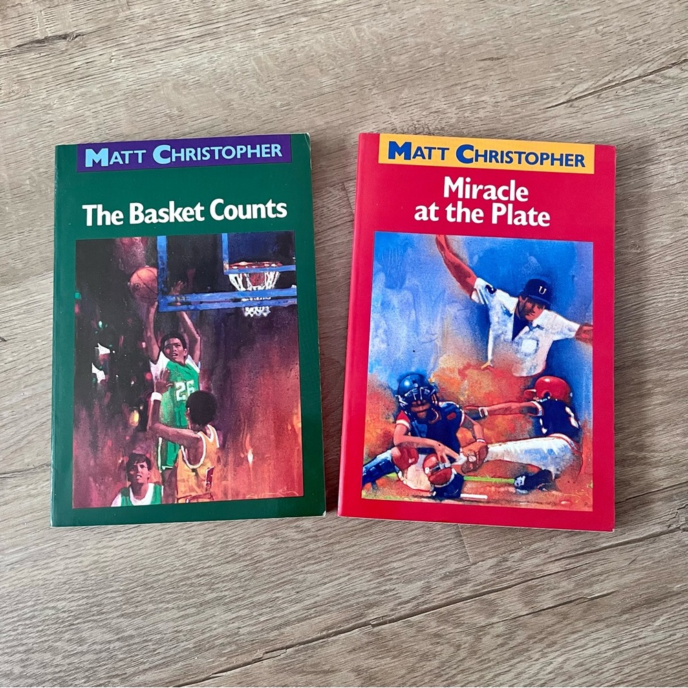 2 PCs Vintage 90s Baseball Books By Matt Christopher NEW First Paperback Edition
